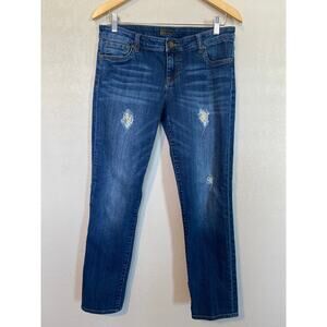 KUT from the Kloth Distressed w/Lace Mid-Rise Boyfriend Jeans SZ 6